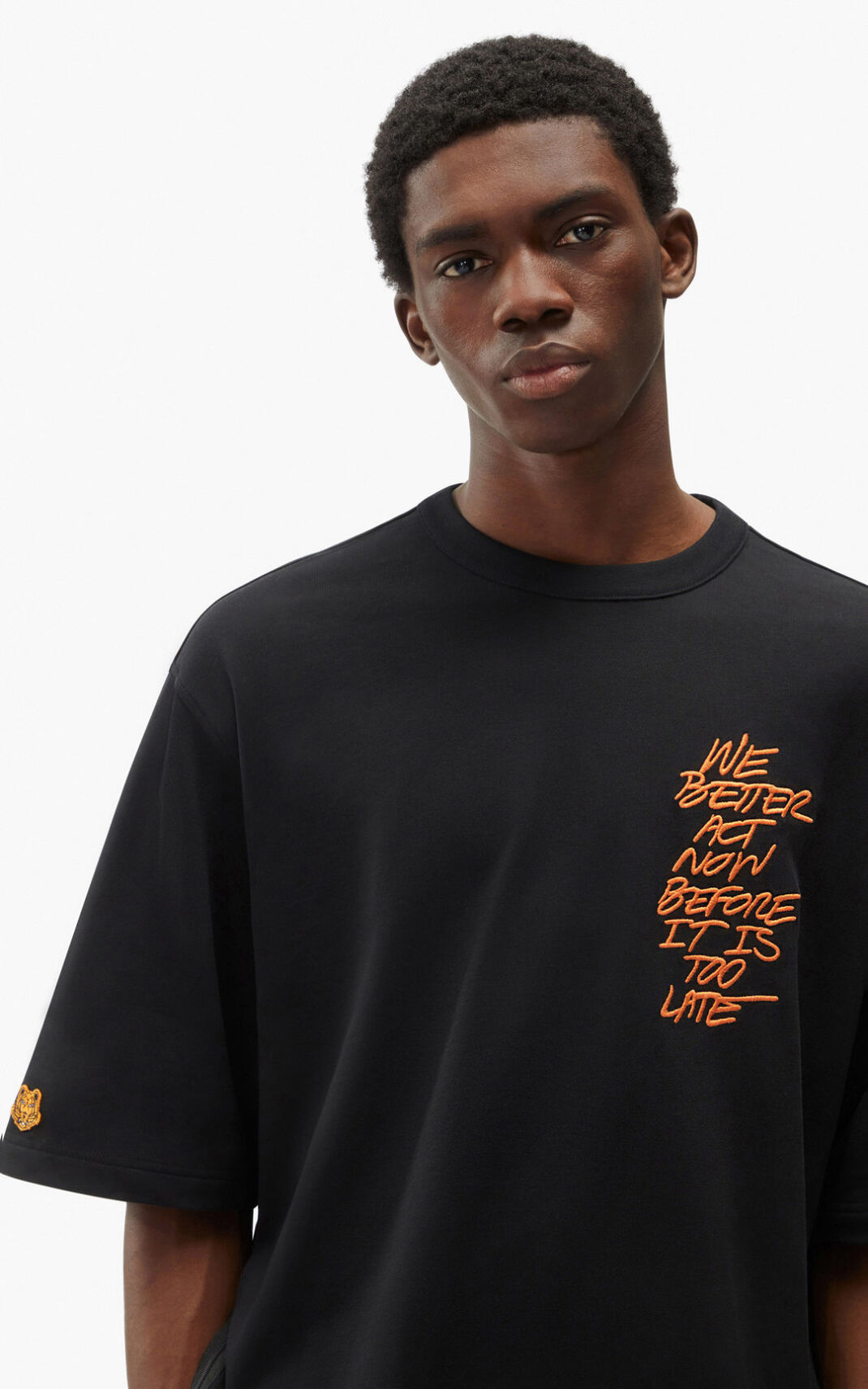 Camisetas Kenzo We better act now oversize Hombre Negras HTR182546